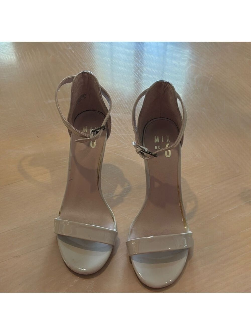 Mix No. 6 Rayelle Bone High Heel Strappy Patent Leather Sandals